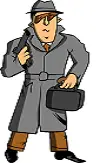 spy with gun and briefcase