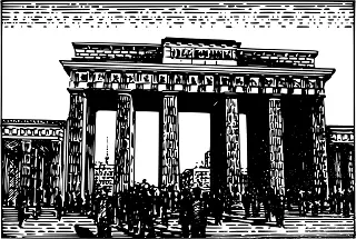 old drawing of the Brandenburg Gate in Berlin