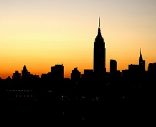 city skyline at twilight