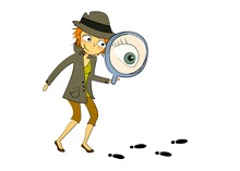 girl detective with magnifying glass