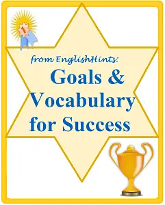 cover for the "Goals & Vocabulary for Success" worksheet packet, with pictures of a trophy & a blue ribbon.