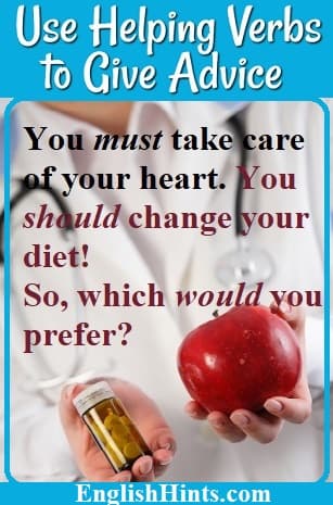 A doctor with a stethoscope offering medicine or an apple as she gives advice:  ‘You must take care of your heart. You should change your diet! 
So, which would you prefer?’