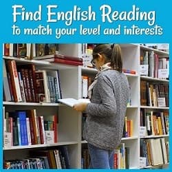 Find English Reading to Match Your Needs & Interests
with a photo of a woman looking at a book in a library