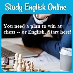 Study English Online: You need a plan to win at chess-- or English. Start here!

Photo of a man studying a chessboard.