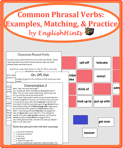 picture of the cover for the pdf Common Phrasal Verbs