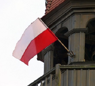 a photo of the Polish flag flying