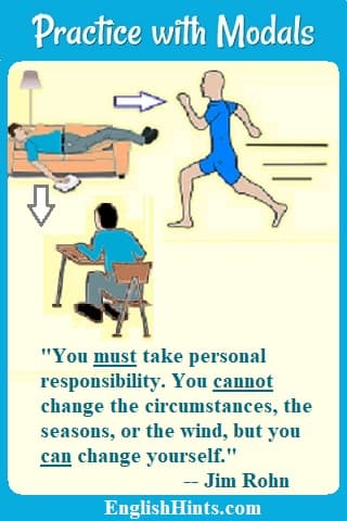 A man on a couch, then running & studying, to illustrate a quote 'You must take personal responsibility. You cannot change the circumstances...  but you can change yourself.'-- Jim Rohn