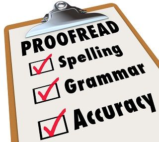 proofreading checklist, with spelling, grammar, and accuracy checked