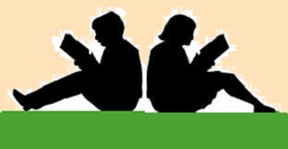 silhouette of two readers