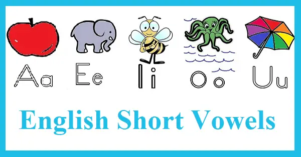 Short vowel images: A (as in) apple, E- elephant, I- insect, O- octopus, U- umbrella