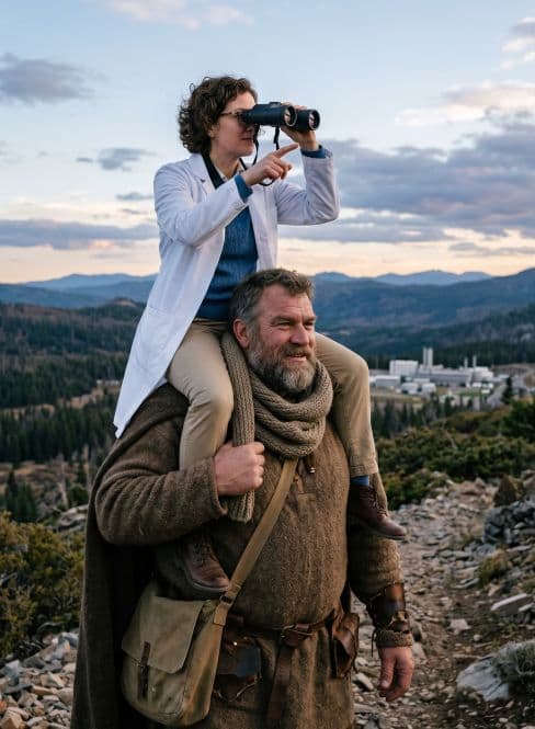 scientist on a giant's shoulders