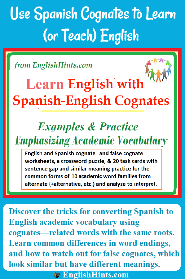 Spanish English Cognates Worksheet Answers