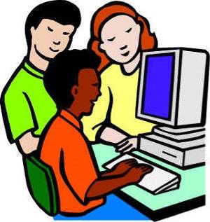 3 students using the Internet