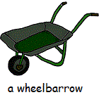 pictuure of a wheelbarrow (a handcart for moving heavy objects or materials.