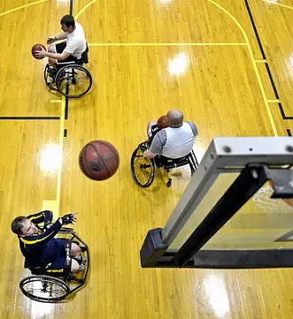 playing wheelchair basketball