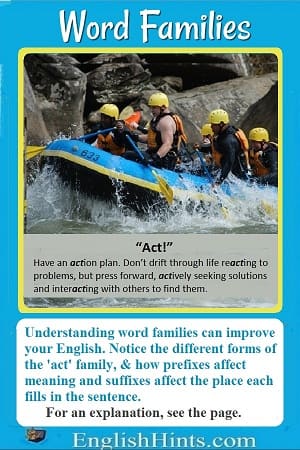 Photo of people paddling a raft, with a caption: 'Act! Have an action plan. Don't drift through life reacting... but press forward actively...'-- plus a discussion of the forms of 'act.'